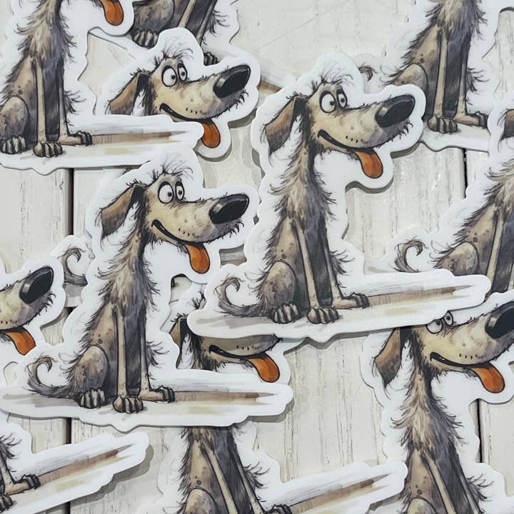 Scruffy White Dog Sticker MM for wholesale by Little Smarties YYC