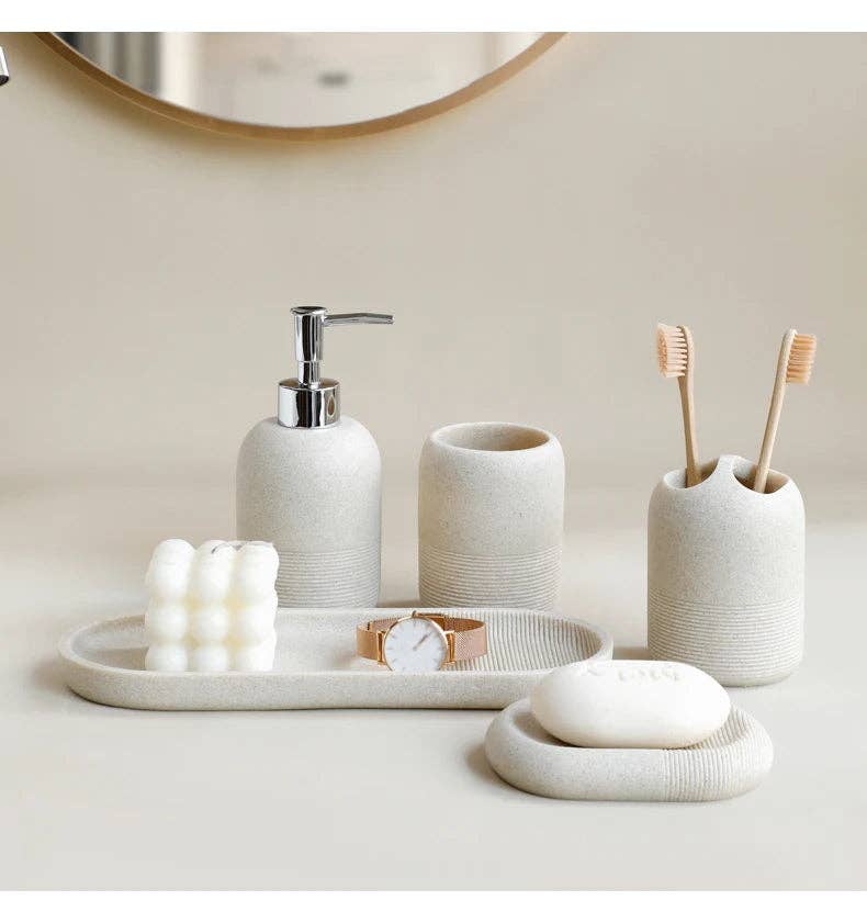 Beige 5Pcs Bathroom Accessories set for wholesale on Faire8