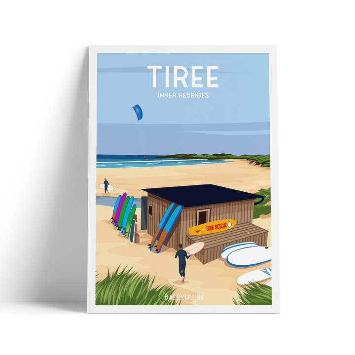 Tiree – Balevullin Surf Beach Travel Poster | Inner Hebrides for wholesale by Printagonist