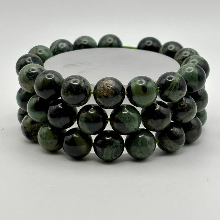 Csr jewelry design - Wholesale Beaded Bracelet - 12mm Dark Green Kambaba Jasper Bead Bracelet4