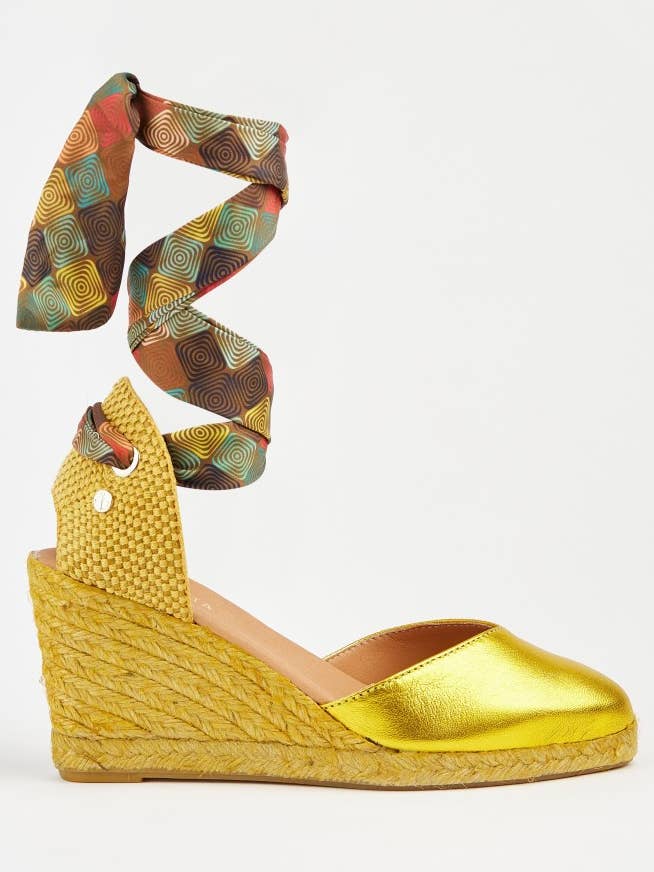 Ada Sol | Yellow Wedges for wholesale by La Valeta Espadrilles-Ibera Factory Shoes slu
