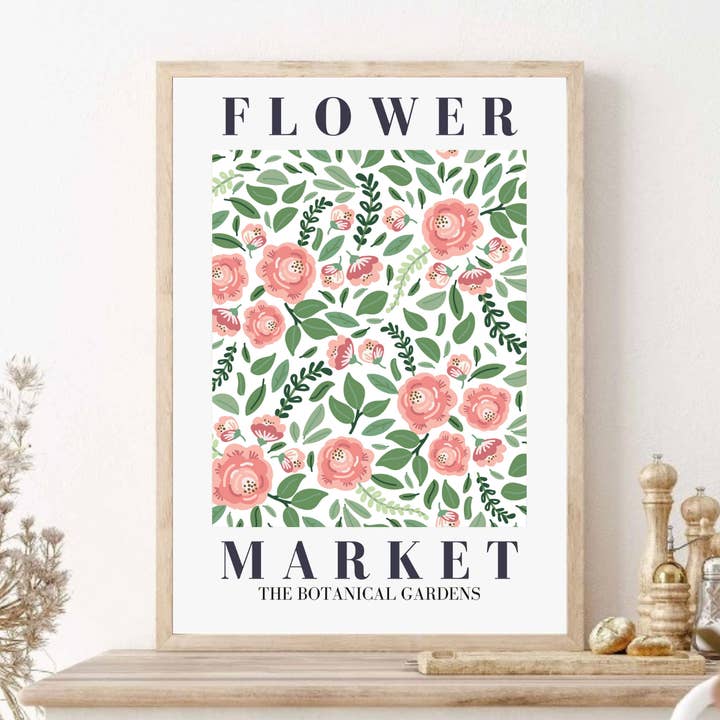 Imprimé marché aux fleurs, imprimé botanique, décor floral, imprimés pour la vente par PRINTD image