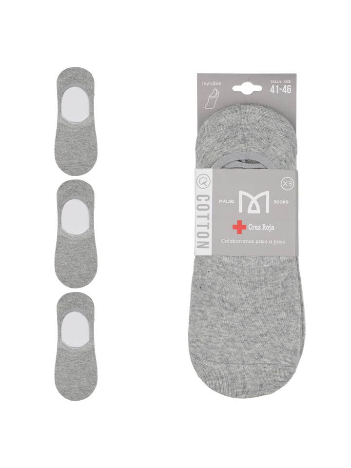 KYLIE CRAZY - Wholesale Socks - Unisex - Pack of 3 premium cotton invisible socks - Red Cross2