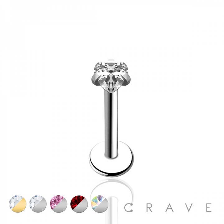 JUEGO DE PUNTAS CZ DE CORAZÓN ROSCADO INTERNAMENTE 316L SS LABRET para venta al por mayor de CRAVE BODY JEWELRY