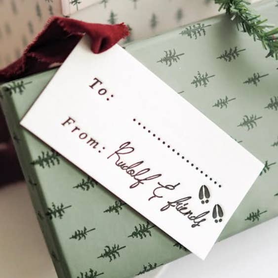 From Rudolph Christmas die cut & letter press tag set for wholesale by soch and co
