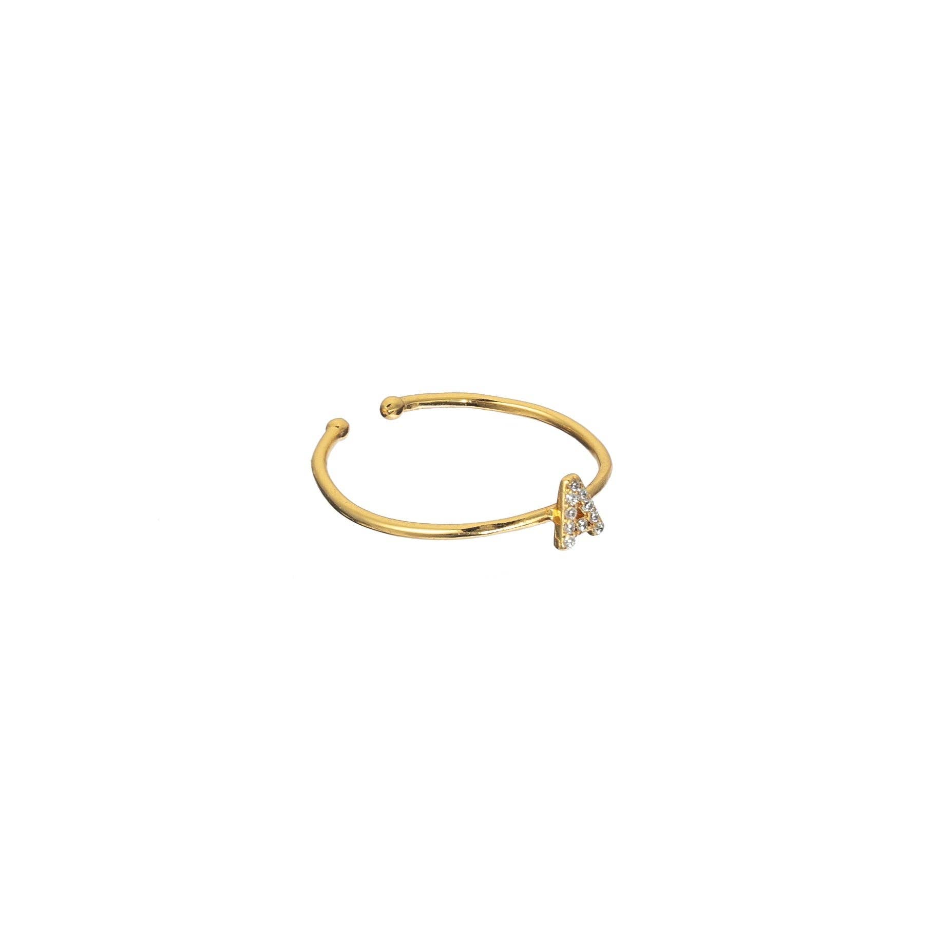 Brenda Grands Jewelry - Wholesale Band/Stacked Ring - 18K Gold Shiny Adjustable Initial Ring1