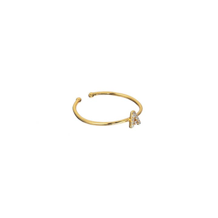 Brenda Grands Jewelry - Wholesale Band/Stacked Ring - 18K Gold Shiny Adjustable Initial Ring1