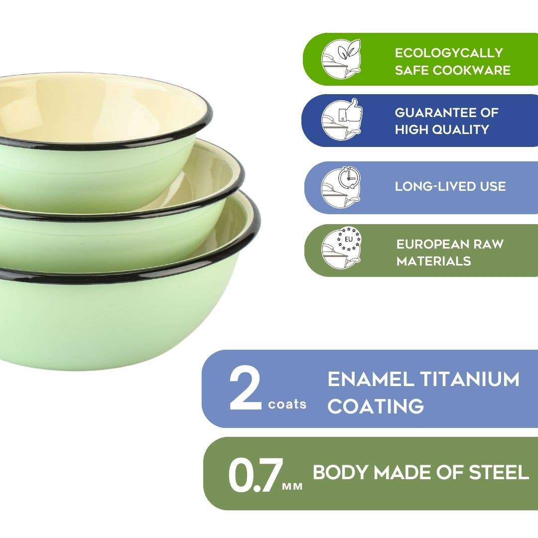 STP - Wholesale Bowl - Vintage Style Mint Enamelware Serving Bowl3