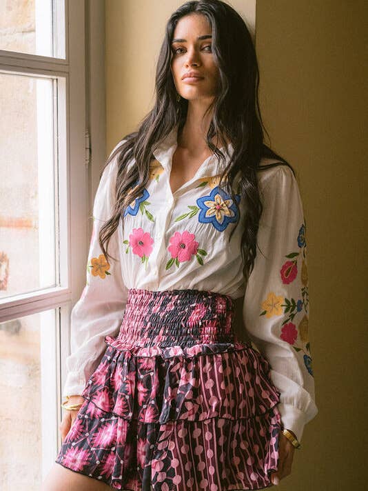 DALIA PINK EMBROIDERED BLOUSE for wholesale by Piti Cuiti