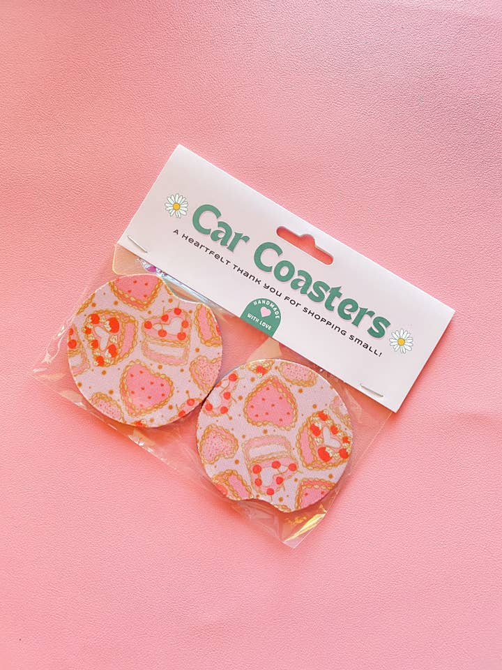 Onderzetters voor auto's van Heart Cakes voor wholesale door Teddy Transfers