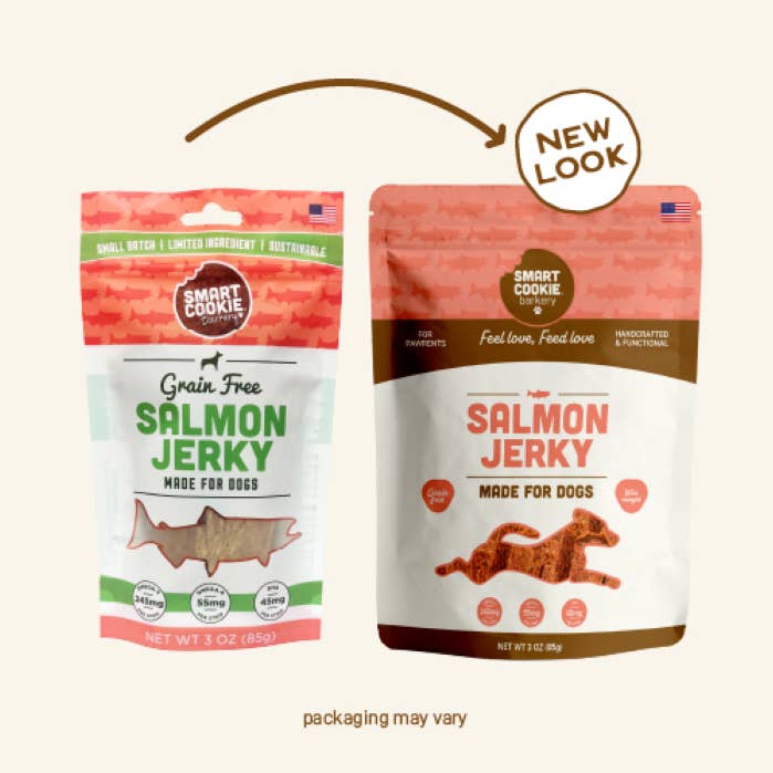 Salmon Jerky Dog Treats for wholesale by Smart Cookie Barkery