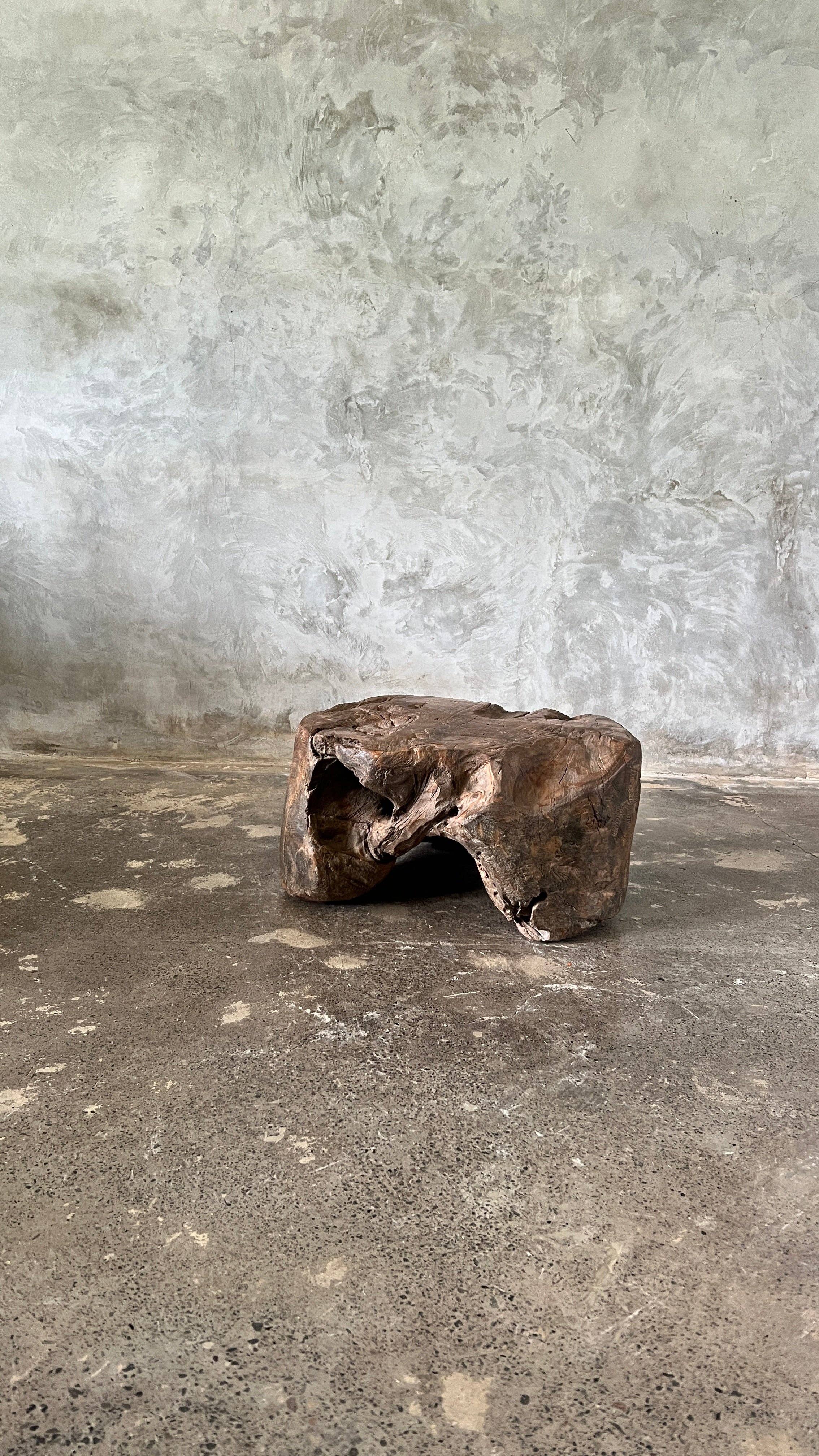 Office Objets - Wholesale Side Table - Small round coffee table in solid monoxyle organic teak D:47 H:2513