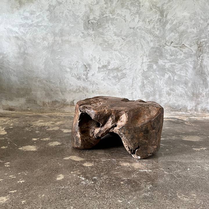 Office Objets - Wholesale Side Table - Small round coffee table in solid monoxyle organic teak D:47 H:2513