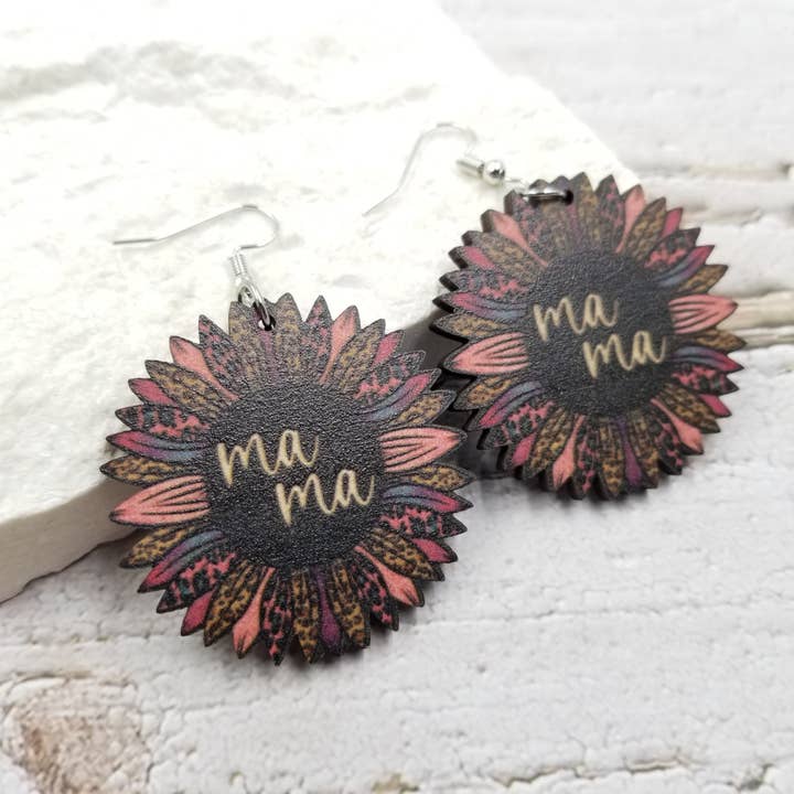 Sunflower mama Earrings - Mother's Day Gift for wholesale by Treasure Wholesale