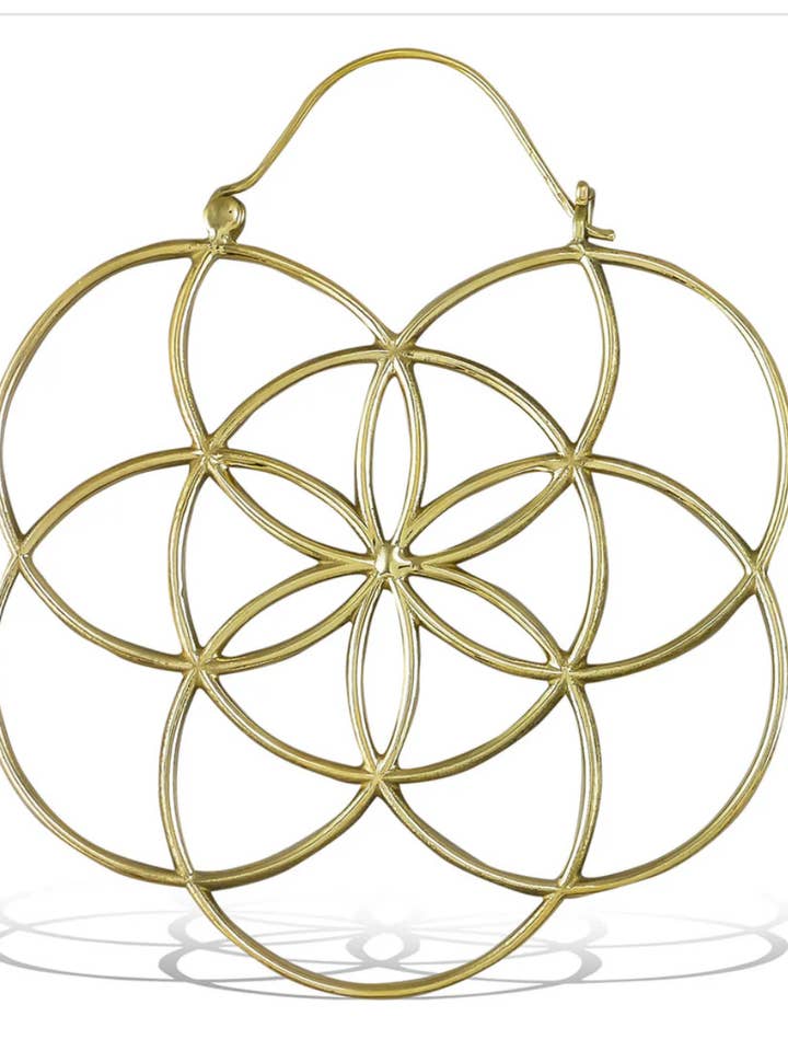 Lg Flower of Life Gold Hoop Earring for wholesale by The Curator