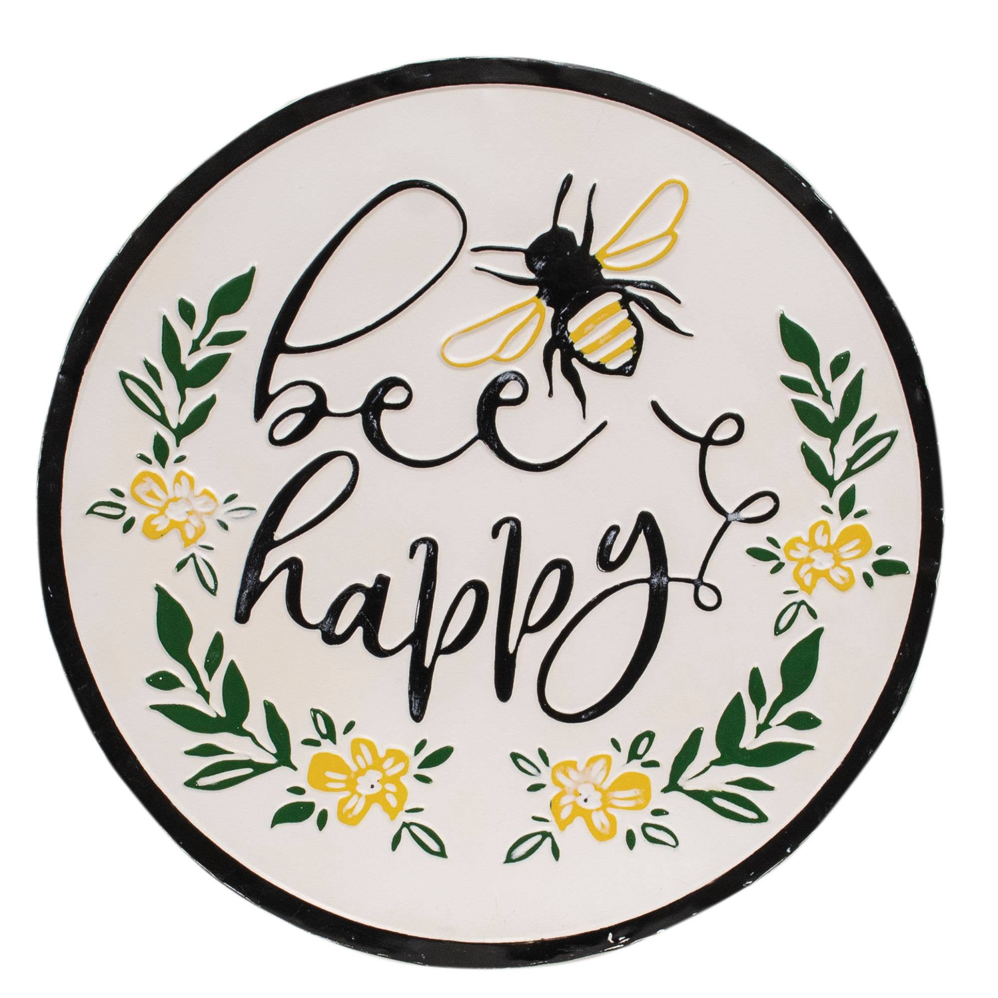 Col House Designs – wholesale Sign – Bee Happy Distressed Enamel Sign0