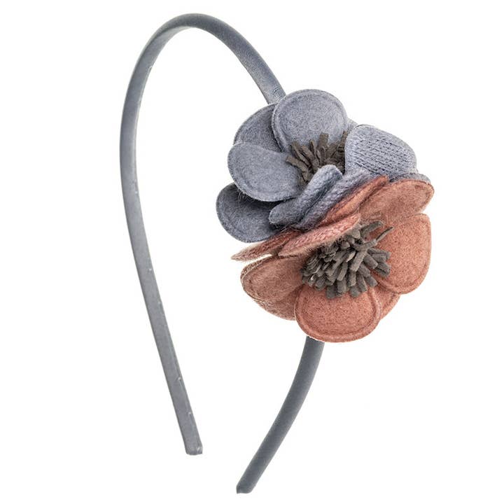 Faixa de cabeça macia com flor de inverno de dois tons por atacado de Siena Hair Accessories