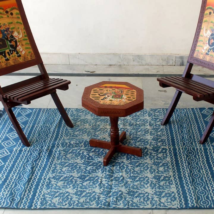 GYPSY STUDIO - Wholesale Vloerkleed - Indiase Dhurrie Hand Block Gedrukte Vloerkleed Handgemaakte Tapijten