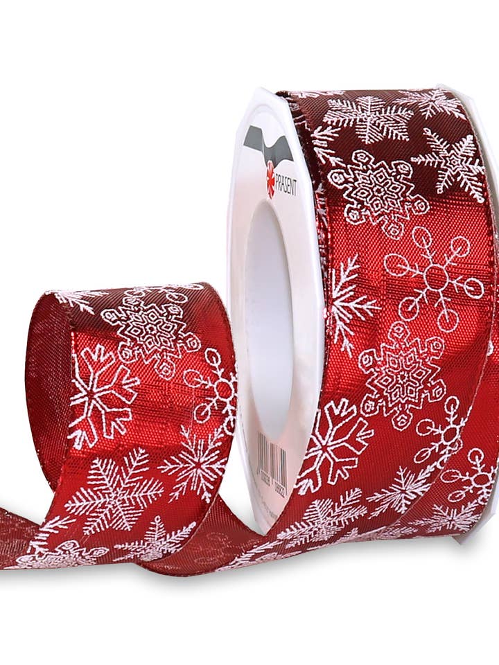 Vancouver 20 m roll 40 mm red glossy tape with wire for wholesale by C.E. PATTBERG GmbH & Co. KG