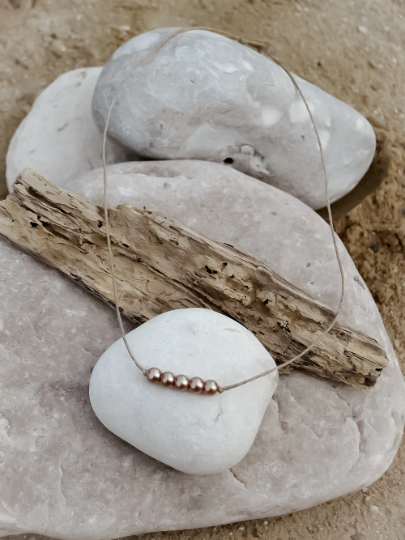 NATURE ET LIN – Colar com missangas/pérolas por atacado – LINEA - Colar de linho e pérolas fabricado na França - JÓIAS1