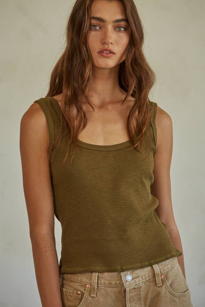 By Together - Wholesale Tank Top - Women's - L6866 | Knit Ribbed Scoop Neck Sleeveless Top1