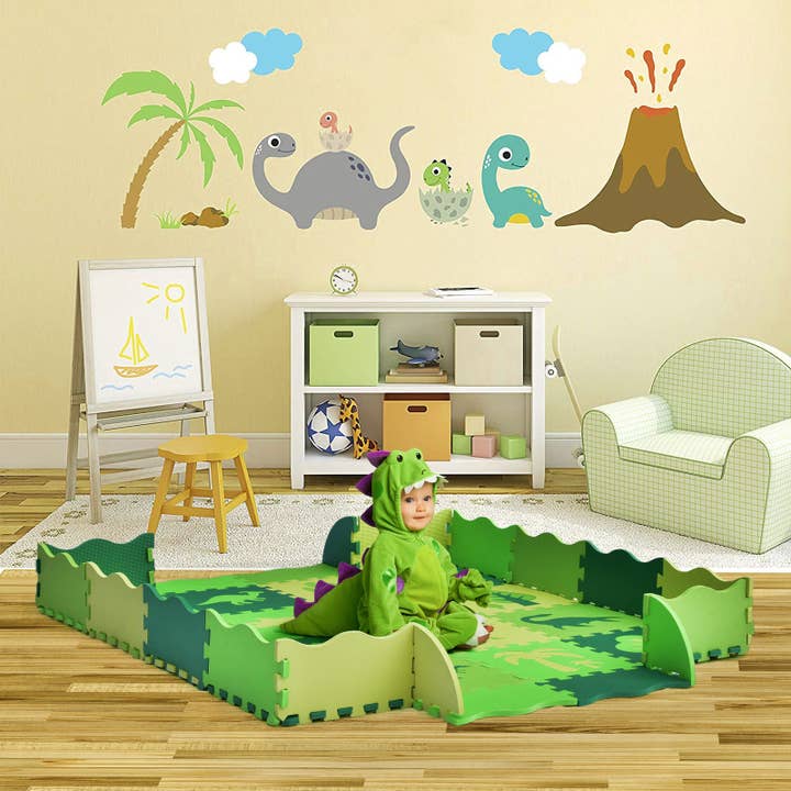 Fun Little Toys - Wholesale Play Mat - Kids & Baby - Baby Play Mat with Fence EVA Foam Jurassic Dinosaur