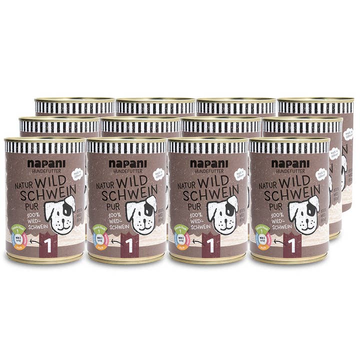 Cibo umido per cani, puro cinghiale 12 x 400g per la vendita all'ingrosso da parte di napani GmbH & Co. KG