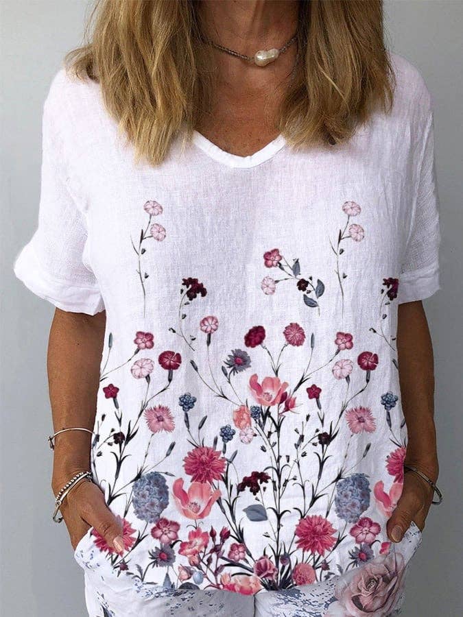 Chicto - Wholesale Blouse - Women's - Women's Elegant Printed Loose Shirt