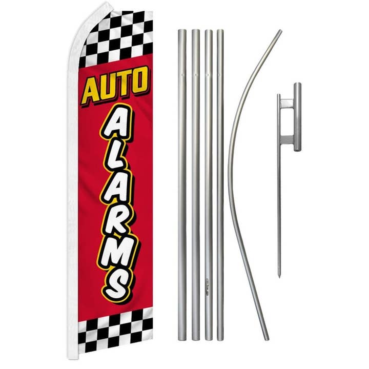Auto Alarms (Red Checkered) Super Flag & Pole Kit for wholesale by Flags Importer