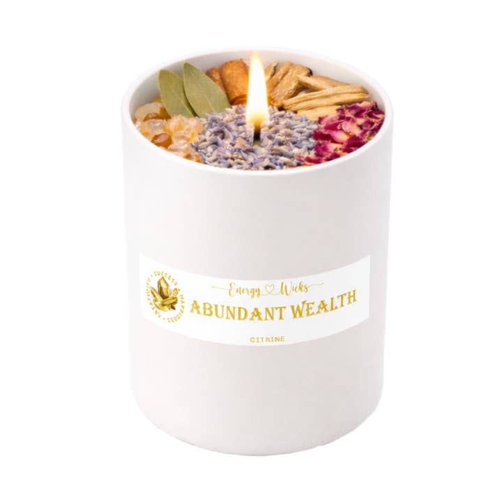 WEALTH CRYSTAL CANDLE for wholesale by Energy Wicks