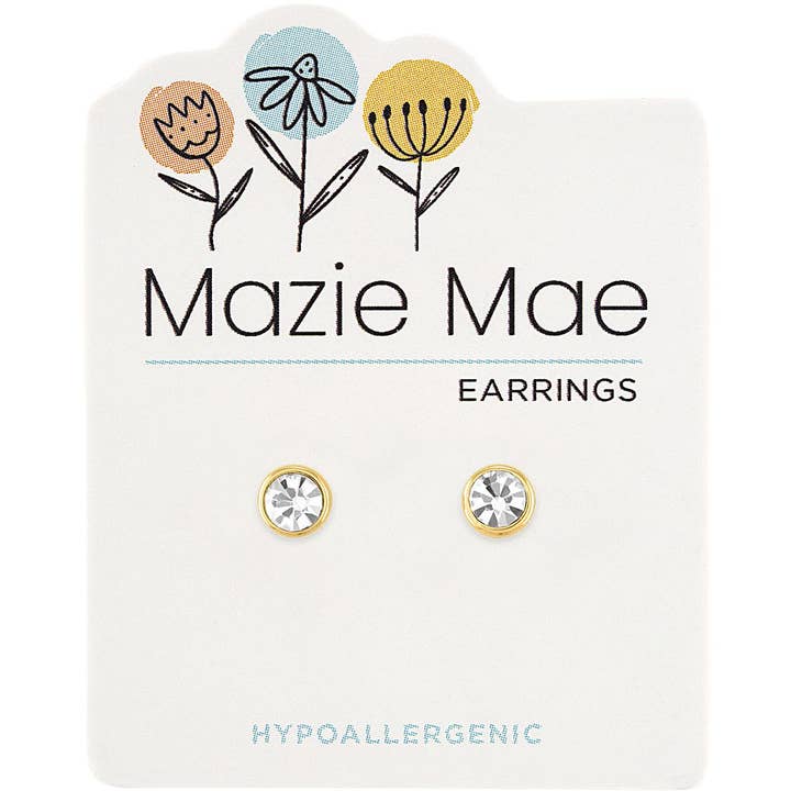 Mazie Mae Earring: Gold CZ Stud Earring for wholesale by Center Court