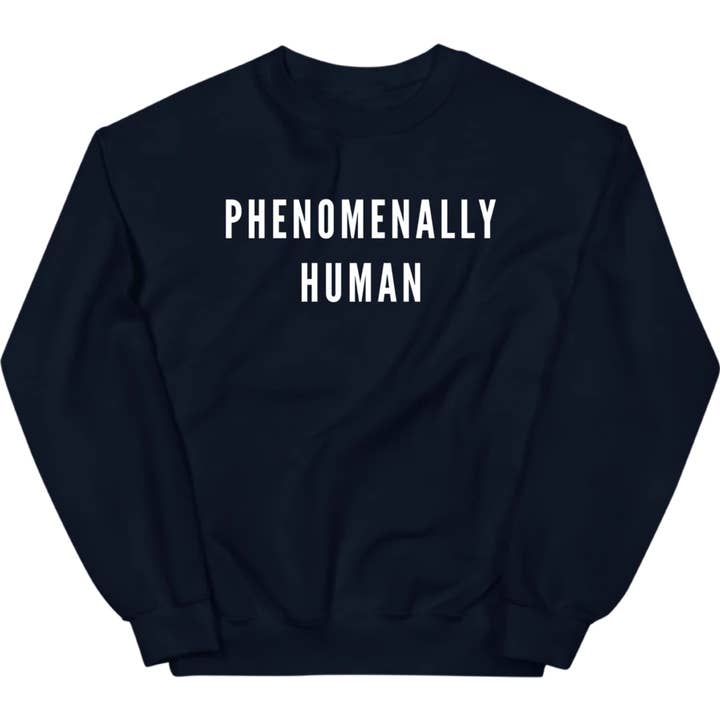 Navy Phenomenally Human Crewneck Sweatshirt (Navy) for wholesale on Faire