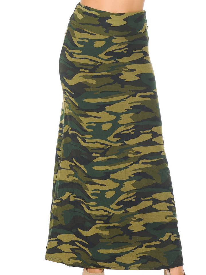 USA Fashion - Vendita all'ingrosso Gonna - Donna - Maxi gonna mimetica liscia al burro - 5 colori