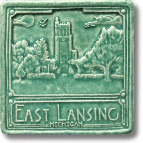 East Lansing, Michigan Art Tile Michigan themed town tile for wholesale by Whistling Frog Tile Inc.
