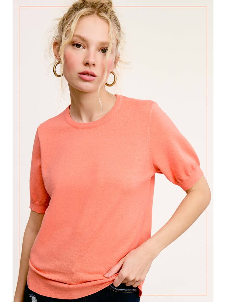 La Miel - Vente Pull en maille – femme - Haut en tricot extensible basique à manches courtes et bouffantes MCS360011