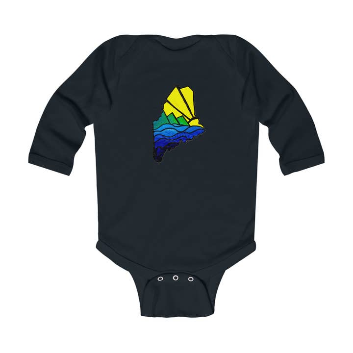 Maine Abenteuer Langarm-Body – Sonne, Berge, Wellen für den Großhandel von Oceane's Echo