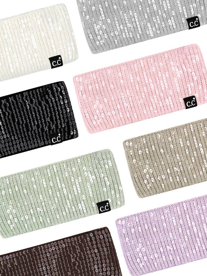 C.C All Over Clear Sequin Headwrap for wholesale by Hana