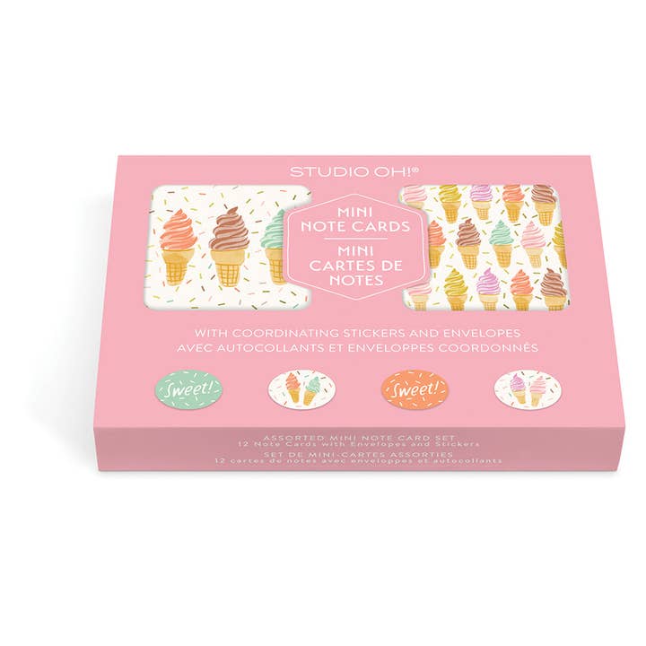 Cool & Creamy Assorted Mini Note Card Set with Stickers for wholesale by Studio Oh!