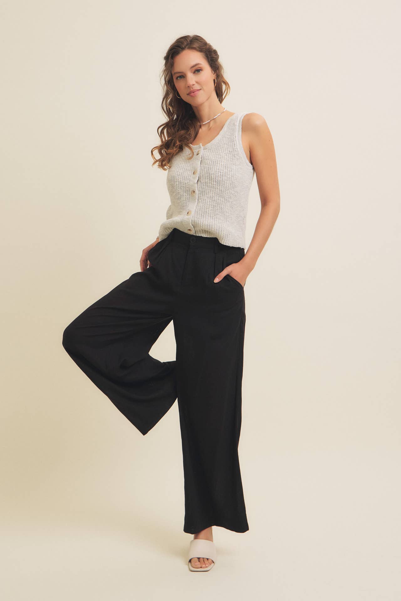 in february - Wholesale Pants - Women's - MINIMALIST MUSE DRAPEY WIDE-LEG LINEN TROUSERS22