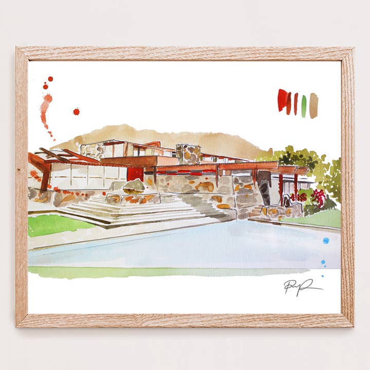 "Taliesin West" Watercolor Art Print for wholesale by Paige Poppe Art