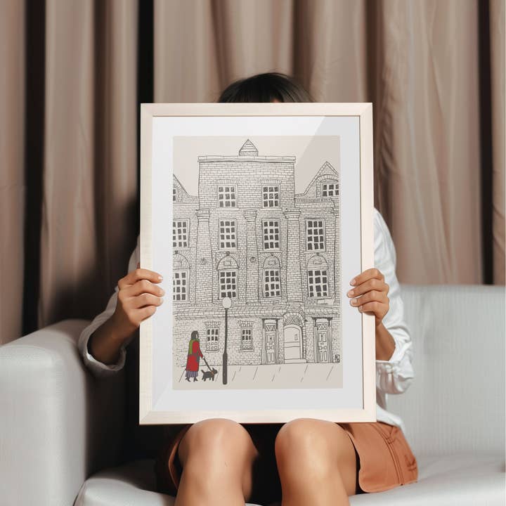 "London Dog Walker", Giclée Fine Art Print for wholesale by Pascale Berkowitz Studio Art