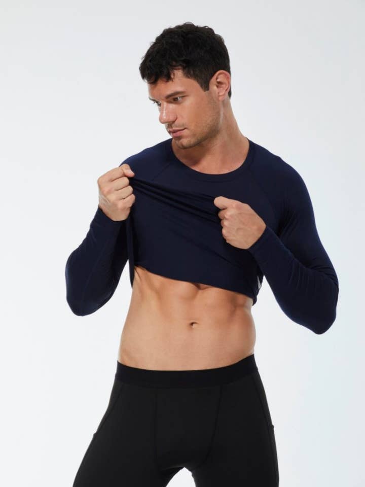 Active by Anna-Kaci - Wholesale Athletic Top - Men's - Men's Long Sleeve Athletic Compression Shirt & Crew Neckline9