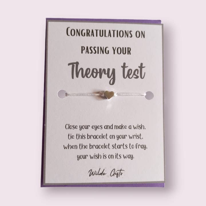 Theory test pass wish bracelet for wholesale by Wilde Gifts UK