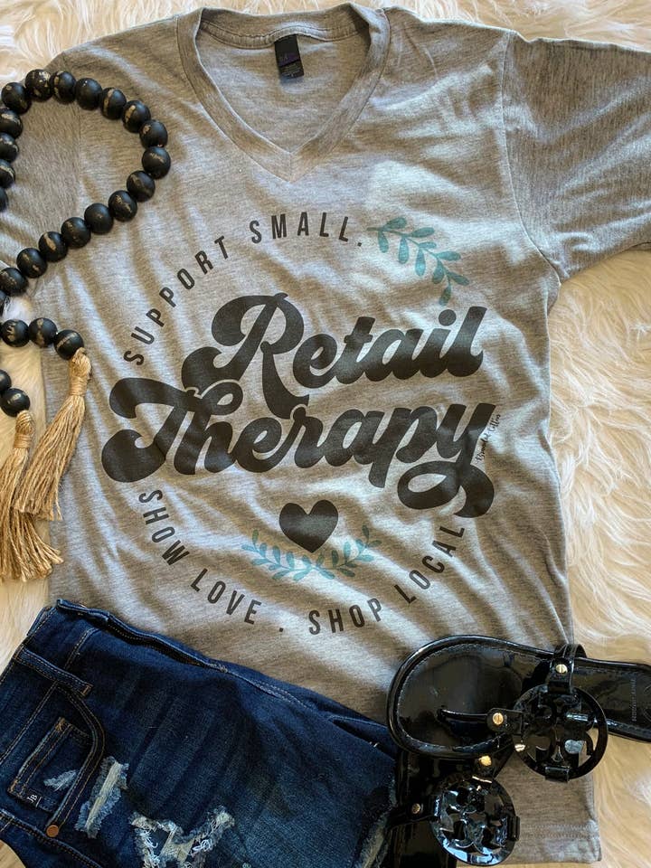 Retail Therapy Tee for wholesale by Branded Cotton