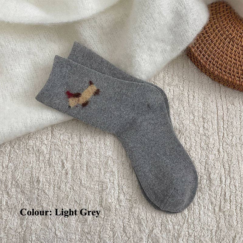 Gohobi （We cover U.S. import duties） - Wholesale Socks - Women's - Gohobi Fleece-Lined Puppy Print Winter Socks1