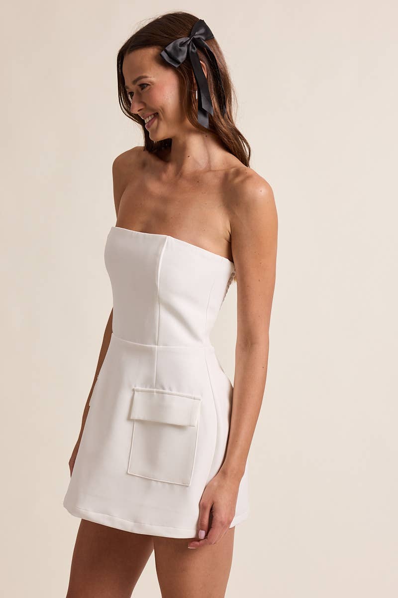 Sky to Moon - Wholesale Dress - Women's - SOLID COLOR FRONT POCKET A-LINE TUBE MINI DRESS21