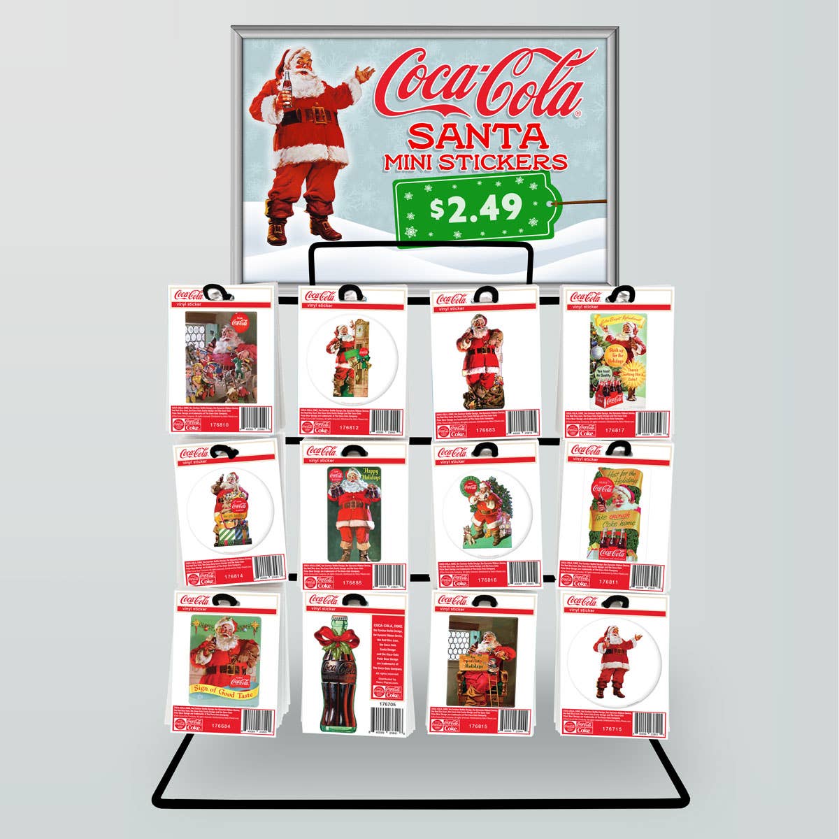 RetroPlanet - Vente Autocollants pour téléphone et ordinateur portable - Lot d'autocollants Coca-Cola Santa Mini 240 carats avec écran POP0