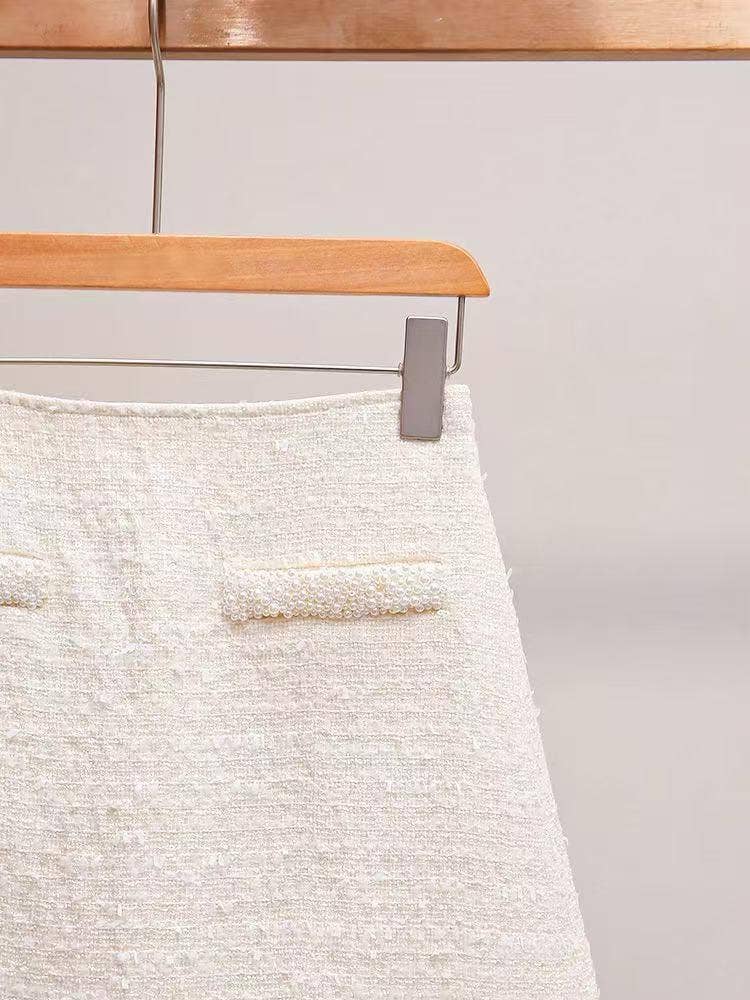 Color as pictures SET92Y Tweed hand-beaded jacket and skirt set for autumn for wholesale on Faire7