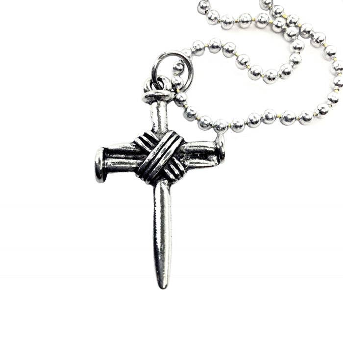 Wire Wrapped Nail Cross on Ball Chain for wholesale by Forgiven Jewelry