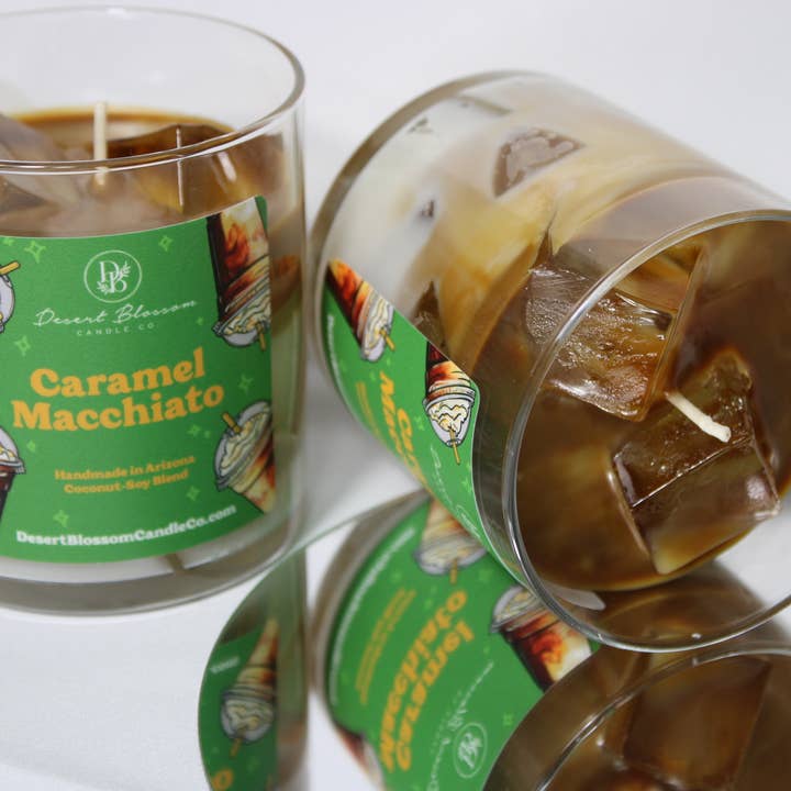 Desert Blossom Candle Company - Wholesale Jar/Filled Candle - Caramel Macchiato Candle Scented Coffee Realistic Candle